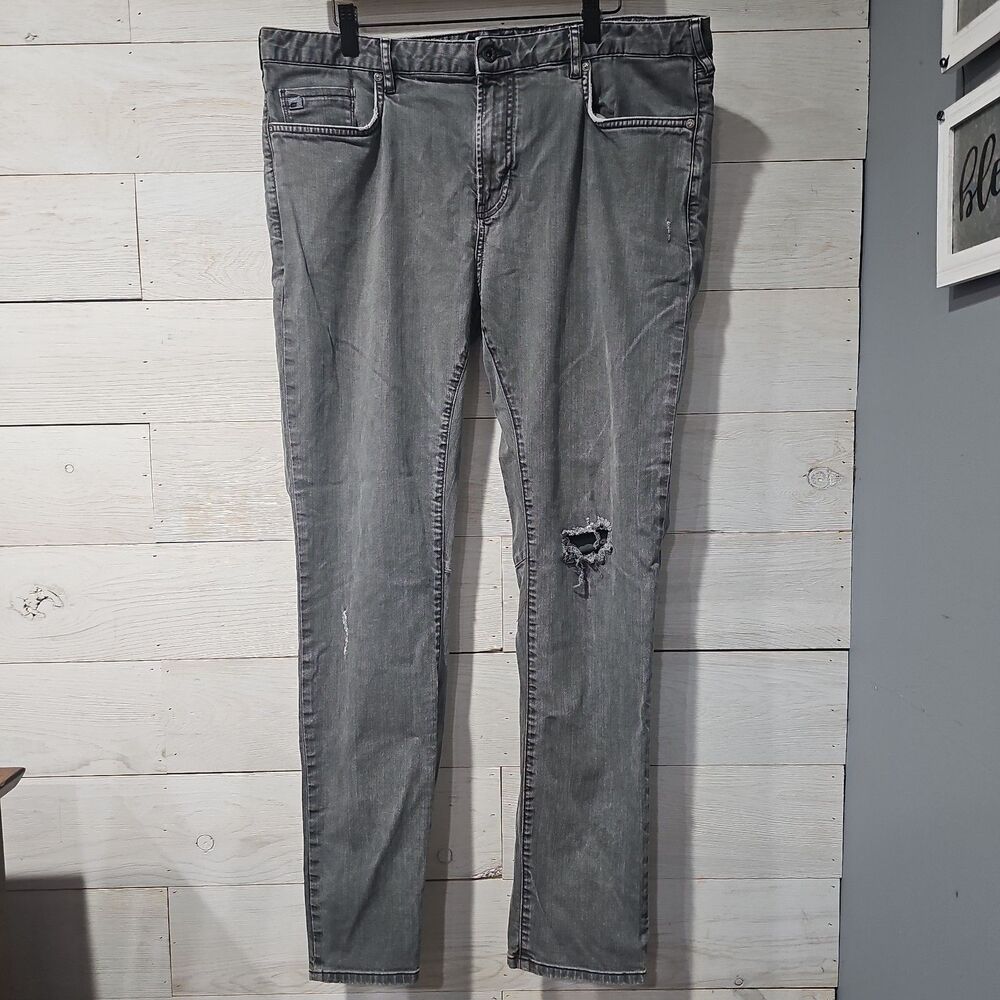 Scotch & Soda Herren Pike Jeans W38 L32 grau Ripped Distressed Slim Fit Denim